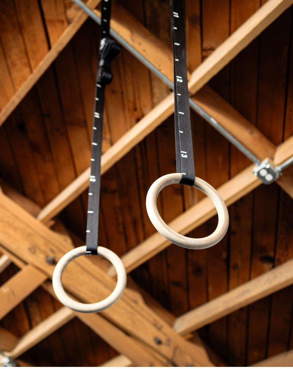 Rings and natural light inside the Praxis training club
